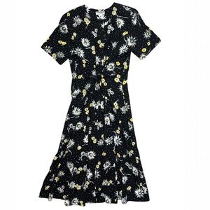 Vintage Alfred Dunner midi Black and White polka dot Floral dress